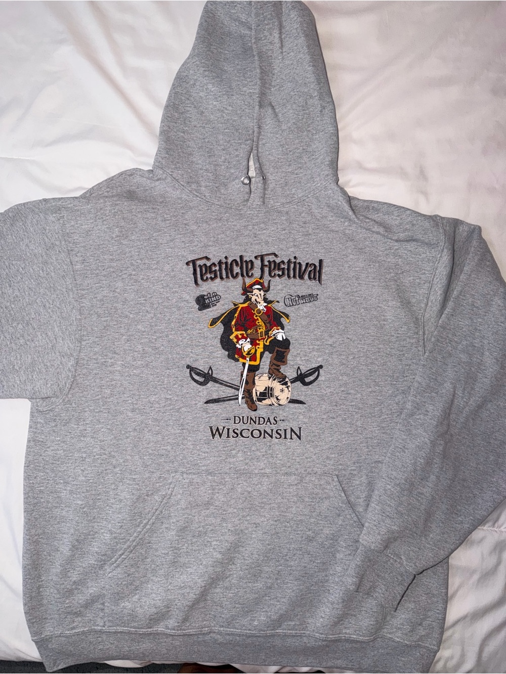 Testicle Festival Dundas Wisconsin Grey Graphic Hoodie